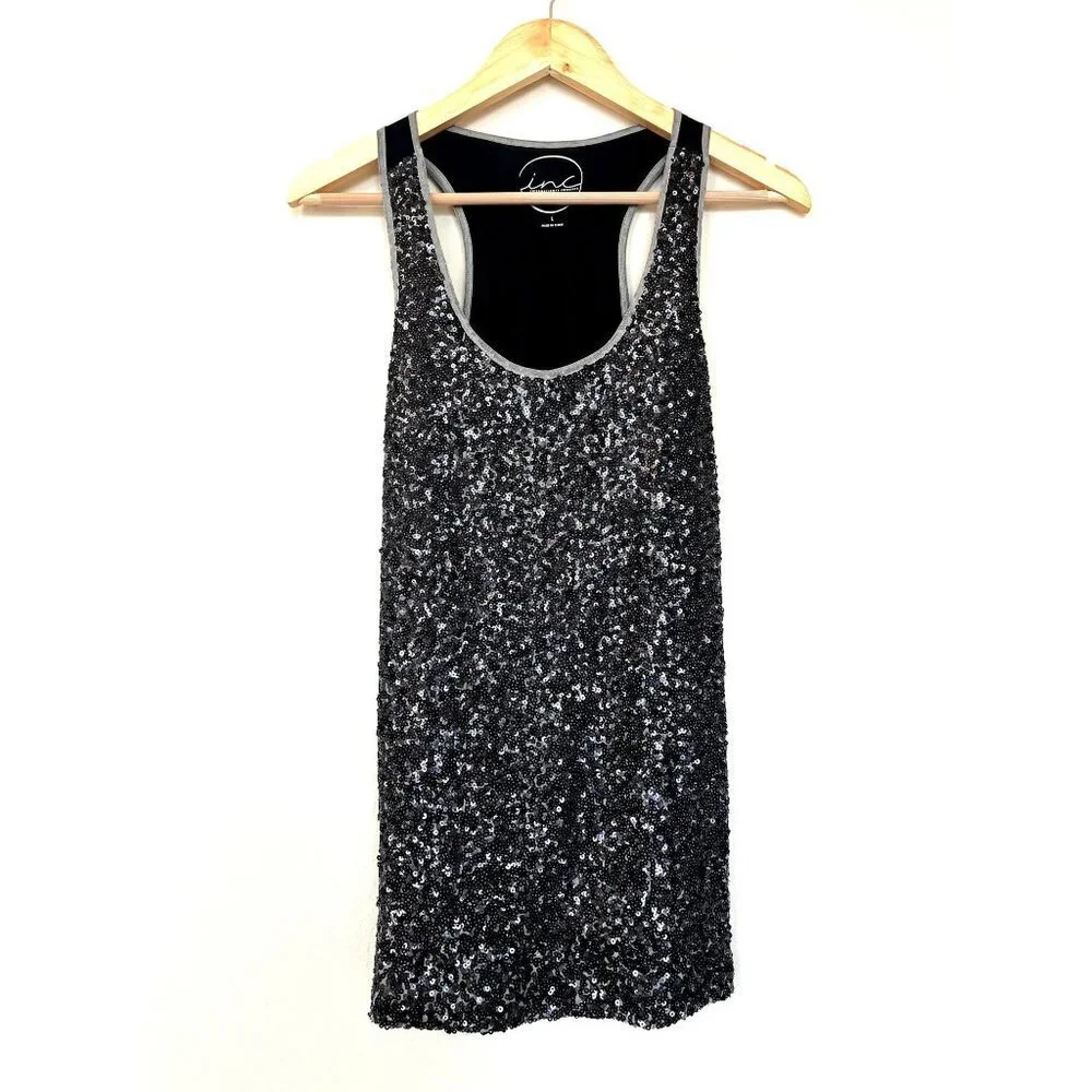 INC Sleeveless Sequin Top Size L